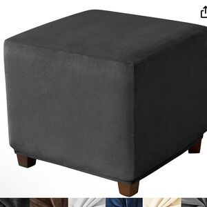 Ottoman Cover Square,Stretch Velvet Square Ottoman Cover Thick  Slipcover